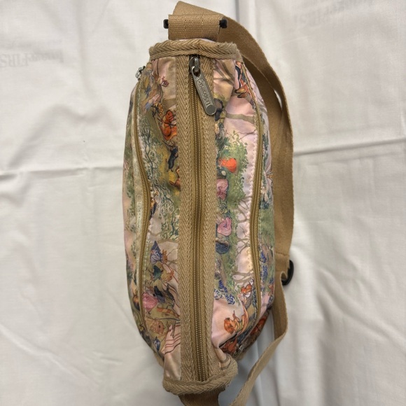 LeSportsac Molly Enchanted Fairy Print Crossbody Bag Tan Trim - Picture 10 of 14